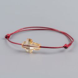 Гривна в цвят бордо със златист кръст кристал Swarovski elements