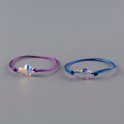 Виолетова гривна с кръст кристал Swarovski