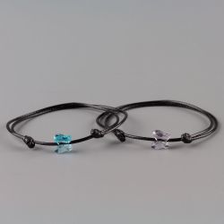 Гривна с пеперуда кристал Swarovski цвят Turquoise и Smoky Mauve