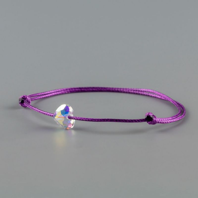Дамска гривна в лилав цвят със сърце кристал Swarovski