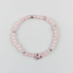 Дамска гривна с пеперуда Swarovski и камък Розов Кварц