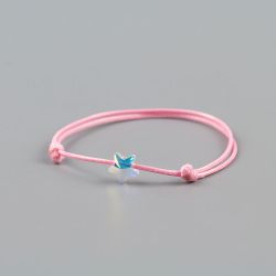 Розова гривна с бяла звезда кристал Swarovski
