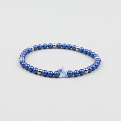 Синя дамска гривна с кристални перли Swarovski и Звезда