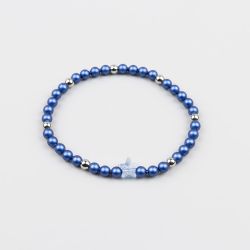 Синя дамска гривна с кристални перли Swarovski и Звезда