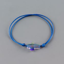 Синя гривна с кръст кристал Swarovski Aurore Boreale