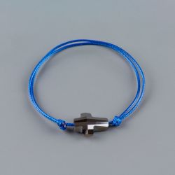 Синя гривна със сребрист кръст кристал Swarovski