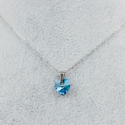 Синьо колие с кристал Swarovski сърце Bermuda Blue