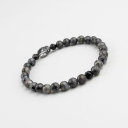 Сива гривна с кристал Swarovski скарабей и камък Лабрадорит