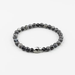 Сива гривна с кристал Swarovski скарабей и камък Лабрадорит