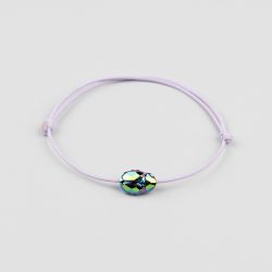 Виолетова гривна със зелен скарабей кристал Swarovski elements