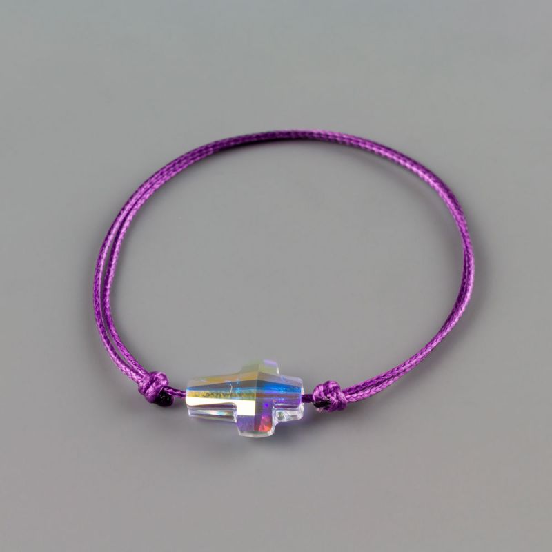 Виолетова гривна с кръст кристал Swarovski