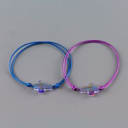 Синя гривна с кръст кристал Swarovski Aurore Boreale