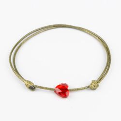 Зелена гривна на конец със сърце кристал Swarovski elements