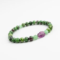 Зелена гривна с кристал Swarovski скарабей и камък Цоизит