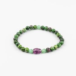Зелена гривна с кристал Swarovski скарабей и камък Цоизит