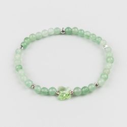 Зелена гривна с пеперуда Swarovski и камък Авантюрин