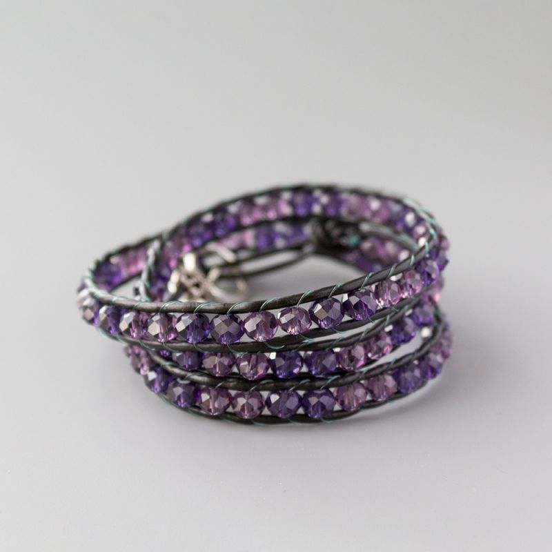 Дамска увивна гривна - "Purple Crystal Triple"