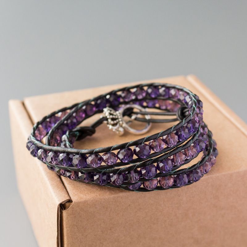 Дамска увивна гривна - "Purple Crystal Triple"