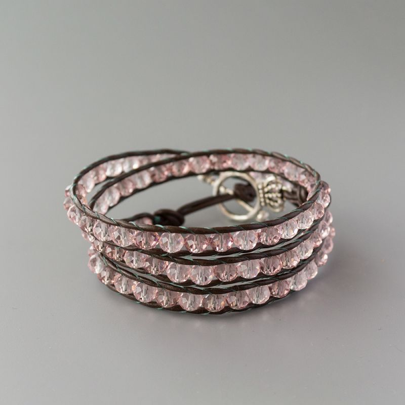 Дамска увивна гривна - "Pink Crystal Triple"
