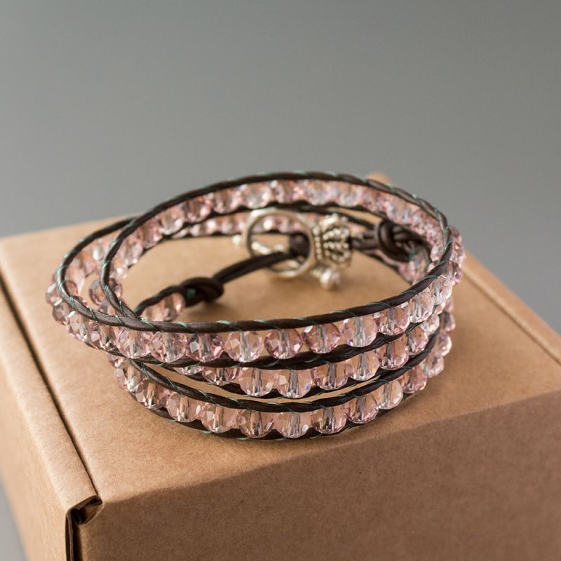 Дамска увивна гривна - "Pink Crystal Triple"