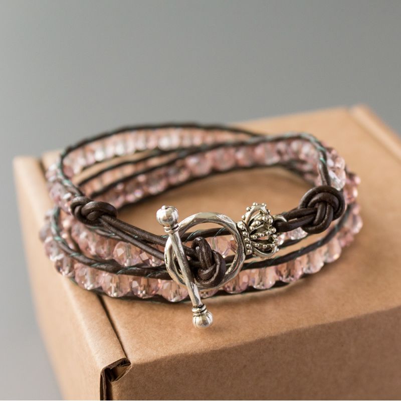 Дамска увивна гривна - "Pink Crystal Triple"