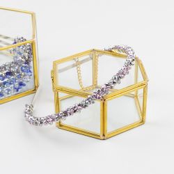 Диадема за коса с кристали в бледорозово и сребърно