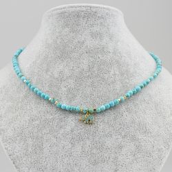 Дамско колие с камъни Tюркоаз и висулка Слонче