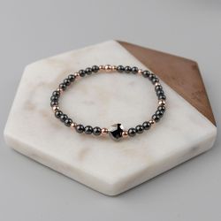 Черна гривна с кристални перли Swarovski и сърце