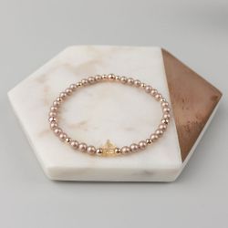 Гривна с кристални перли Swarovski в розово злато и звезда