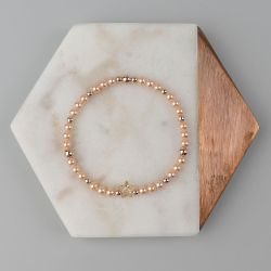 Гривна в цвят шампанско с кристални перли Swarovski
