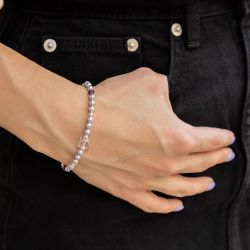 Лилава гривна с кристални перли Swarovski и пеперуда