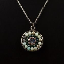 Колие мандала с камък Амазонит и кристали