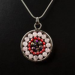 Колие мандала с камък Розов Кварц и кристали