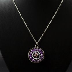 Колие мандала с камък Аметист и кристали