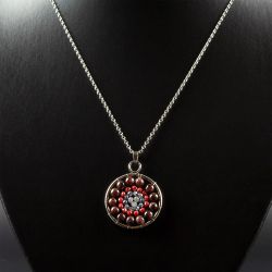 Колие мандала с камък Гранат и кристали