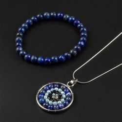Комплект Колие и Гривна с естествени камъни Лазурит