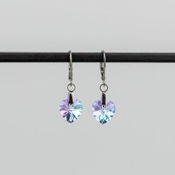 Висящи обеци със сърца кристал Swarovski Vitrail Light