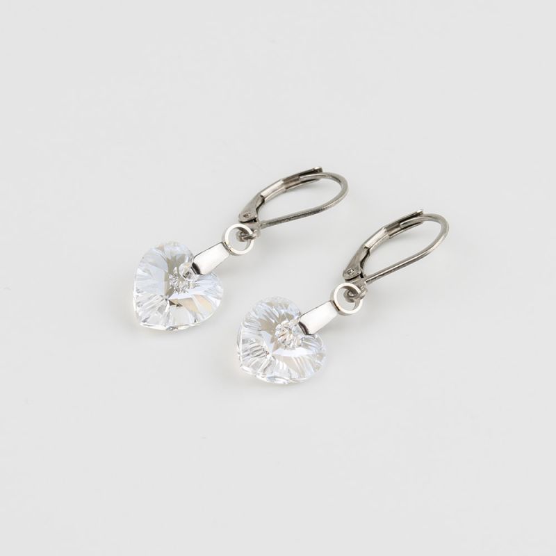 Висящи обеци със сърца кристал Swarovski Moon Light