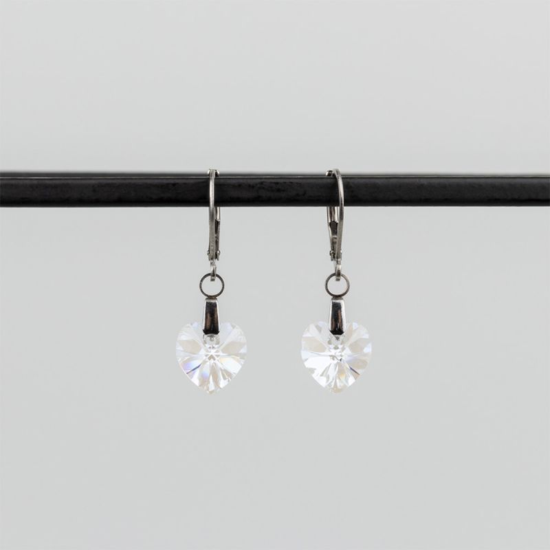 Висящи обеци със сърца кристал Swarovski Moon Light