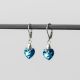 Висящи обеци със сърца кристал Swarovski Bermuda Blue