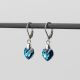 Висящи обеци със сърца кристал Swarovski Bermuda Blue