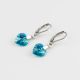 Висящи обеци със сърца кристал Swarovski Light Turquoise