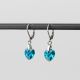 Висящи обеци със сърца кристал Swarovski Light Turquoise