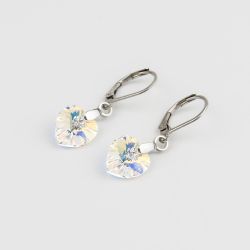 Висящи обеци със сърца кристал Swarovski Crystal AB
