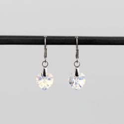 Висящи обеци със сърца кристал Swarovski Crystal AB
