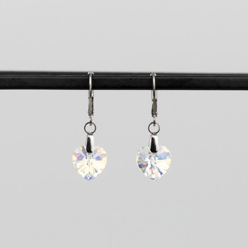 Висящи обеци със сърца кристал Swarovski Crystal AB