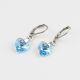 Висящи обеци със сърца кристал Swarovski Aquamarine Shimmer