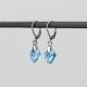 Висящи обеци със сърца кристал Swarovski Aquamarine Shimmer