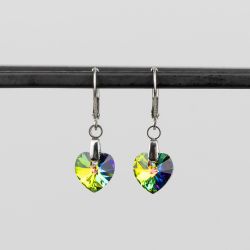 Висящи обеци със сърца кристал Swarovski Vitrail Medium